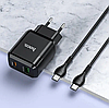 Мережевий зарядний пристрій HOCO Favor dual port PD20W 3 A QC 3.0 + кабель Type-C Black (N5), фото 4