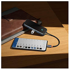 USB Хаб Typ-C Baseus на 4 порта Розгалужувач для Ноутбука Макбука Смартфона HUB AcmeJoy Dark Grey (WKJZ010013), фото 6