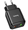 Мережевий зарядний пристрій HOCO Favor dual port PD20W 3 A QC 3.0 Black (N5), фото 4