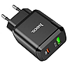 Мережевий зарядний пристрій HOCO Favor dual port PD20W 3 A QC 3.0 Black (N5), фото 2