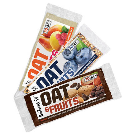 Протеїновий батончик BioTech Oat and Fruits Bar 70 g, фото 1