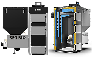 Котел комбінований твердопаливний/пелетний Metal-Fach SEG BIO-40 Platinum, лівий бункер