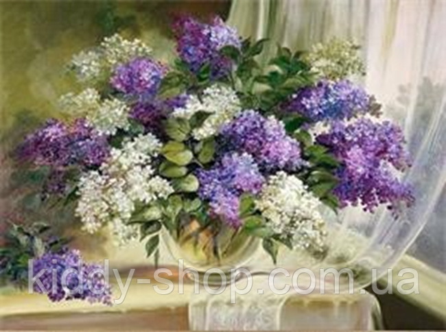 Алмазна вишивка. Картина на підрамнику "Бузкове натхнення" , розмір 40х50, фото 1