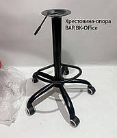 Високий стілець Torino Bar-BK-Office текстиль сірий BRO-18, чорна хрестовина-опора з коліщатками, фото 3