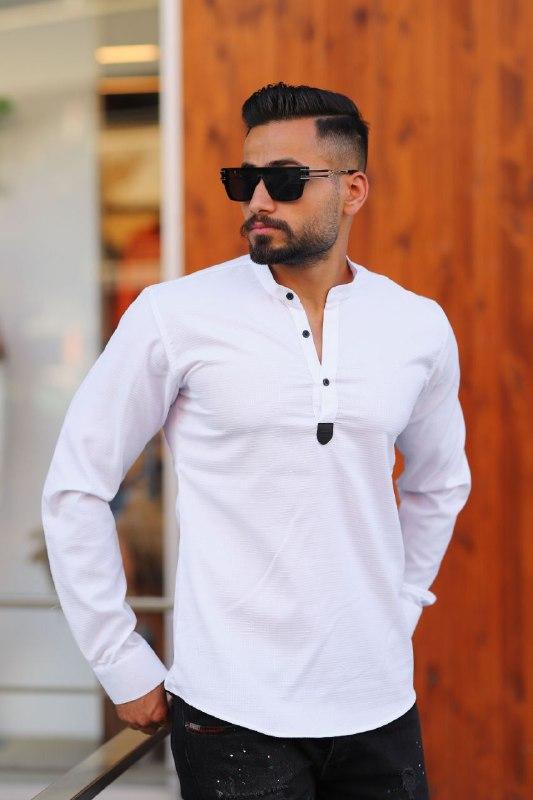 Стильна чоловіча сорочка БАТАЛ однотонна з бавовни з довгим рукавом (Розміри 4ХL), Біла