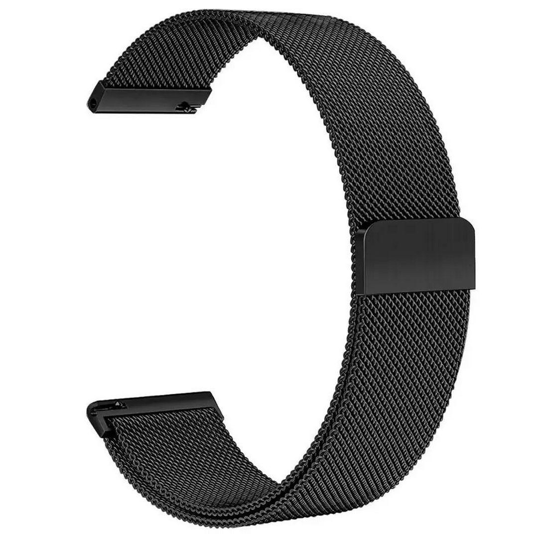 Ремінець металевий Міланська петля для годинника Amazfit, Haylou, Huawei, Samsung, 22mm, Milanese Loop Black