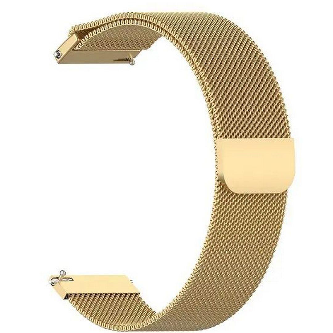 Ремінець металевий Міланська петля для годинника Amazfit, Haylou, Huawei, Samsung, 22mm, Milanese Loop Gold