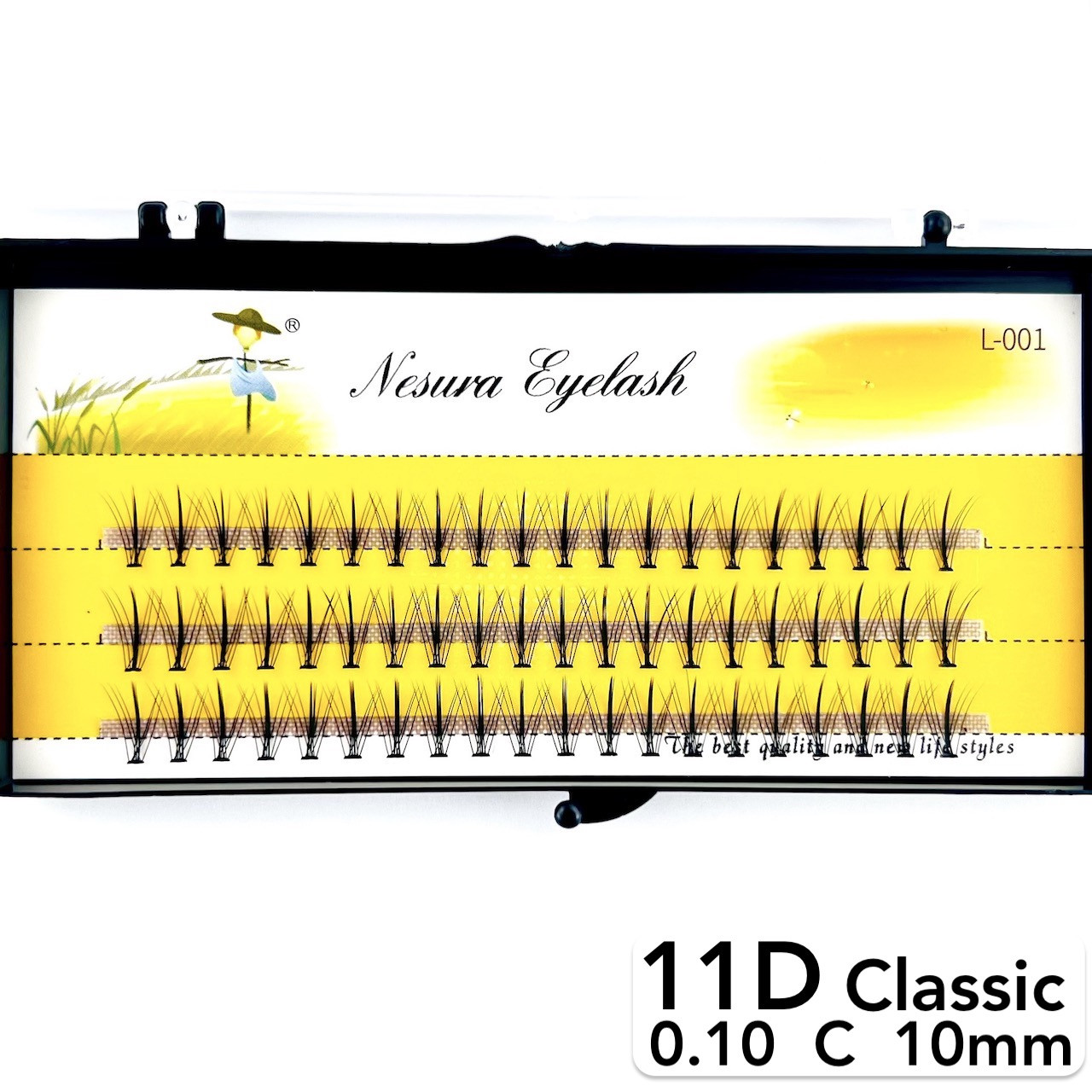 Накладні пучкові вії Nesura Eyelash Classic 11D, 0,10, C, 10 мм, 60 пучків Несура Промінчик