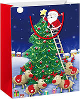 Пакет бумажный "Christmas-4" с ручками веревками размер 26x12,7x32,4 см LARGE