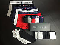 Чоловіча нижня білизна Tommy Hilfiger Набір трусів чоловічих 5 штук + набір шкарпеток Tommy Hilfiger 9 пар
