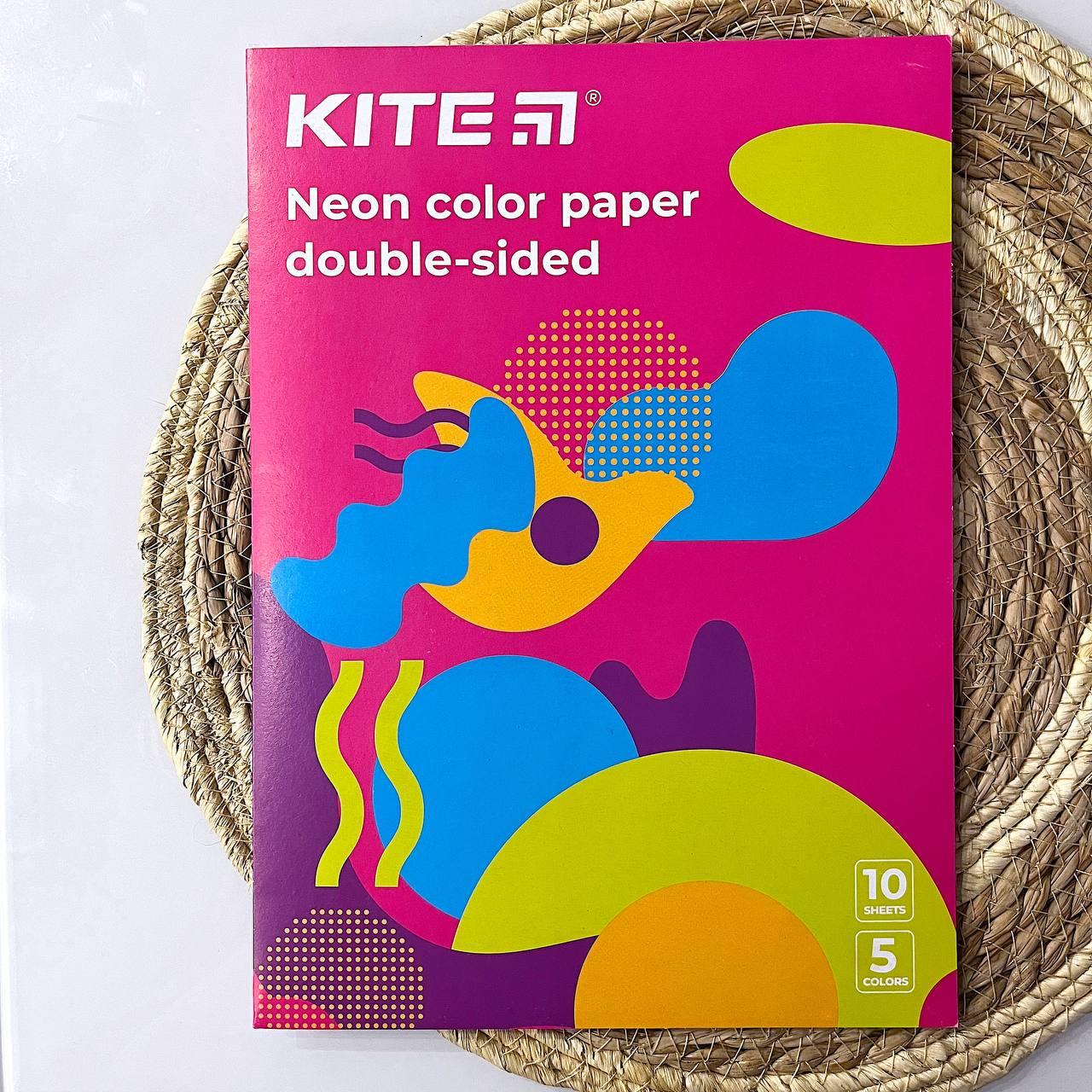 Папір кольоровий неоновий (10арк/5кол), А4 Kite Fantasy