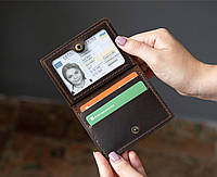 Шкіряна обкладинка на права, id паспорт, водійські документи шоколад