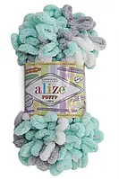 Alize Puffy Color, Пепельно-бирюзовый №6408