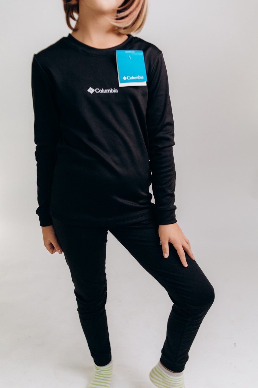 Термобелье повседневное подростковое для девочек COLUMBIA черная, Детский теплый комплект, фото 1
