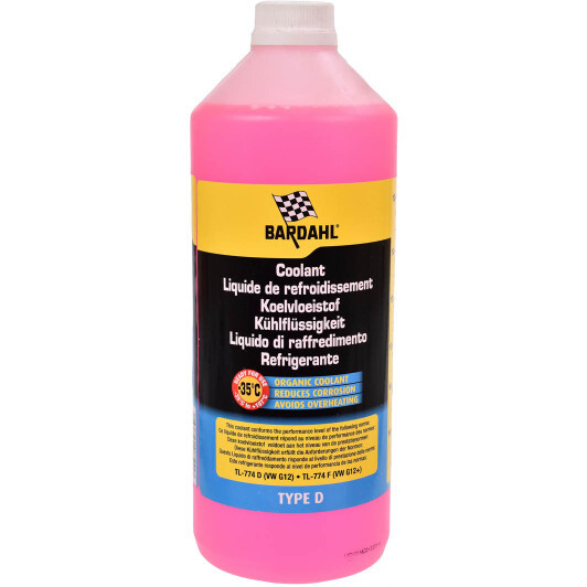 Готовий антифриз Bardahl G12+ червоний -35 °C, фото 1