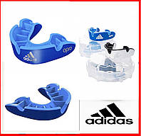 Капа взрослая Adidas Opro Silver Blue для бокса одночелюстная боксерская для зубов спортивная однорядная