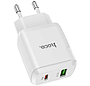 Мережевий зарядний пристрій HOCO Favor dual port PD20W 3 A QC 3.0 White (N5), фото 2