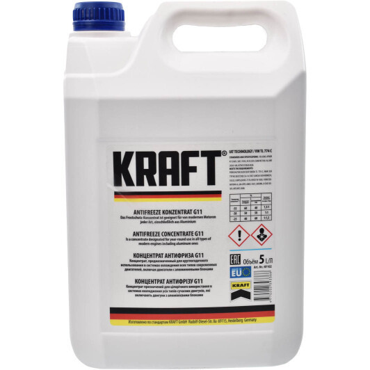 KRAFT G11 синій, 5 л (KF102) концентрат антифризу, фото 1