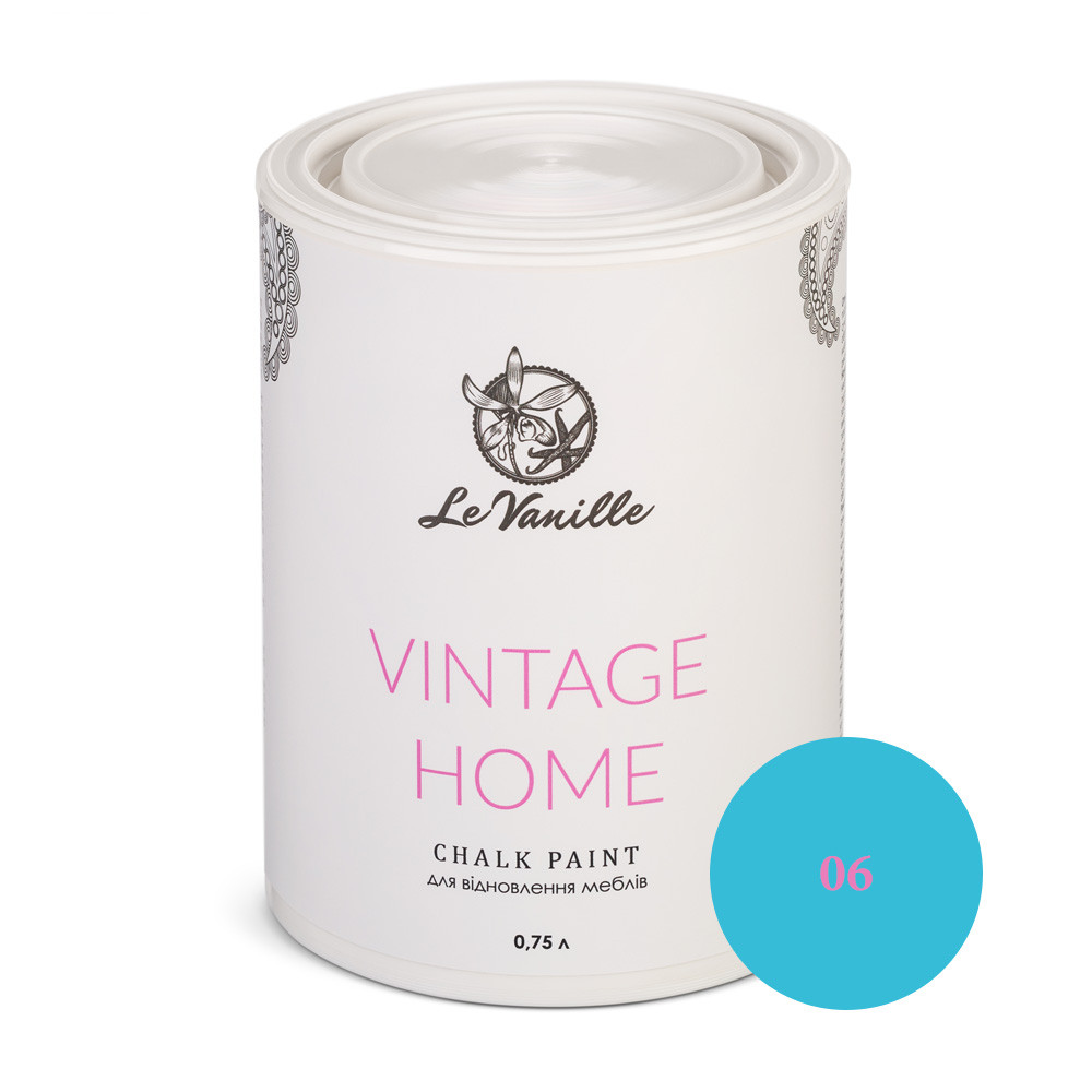 Крейдяна фарба Le Vanille Vintage Home chalk paint 0,75 л, Блакитна (Колір 06)