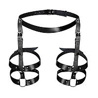 Гартери на стегна та ноги жіночі із натуральної шкіри чорного кольору Art of Sex Melani розміри XS M Кайф