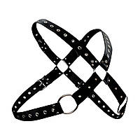 Чоловіча портупея із натуральної шкіри чорного кольору Art of Sex Arcady розміри L 2XL Кайф