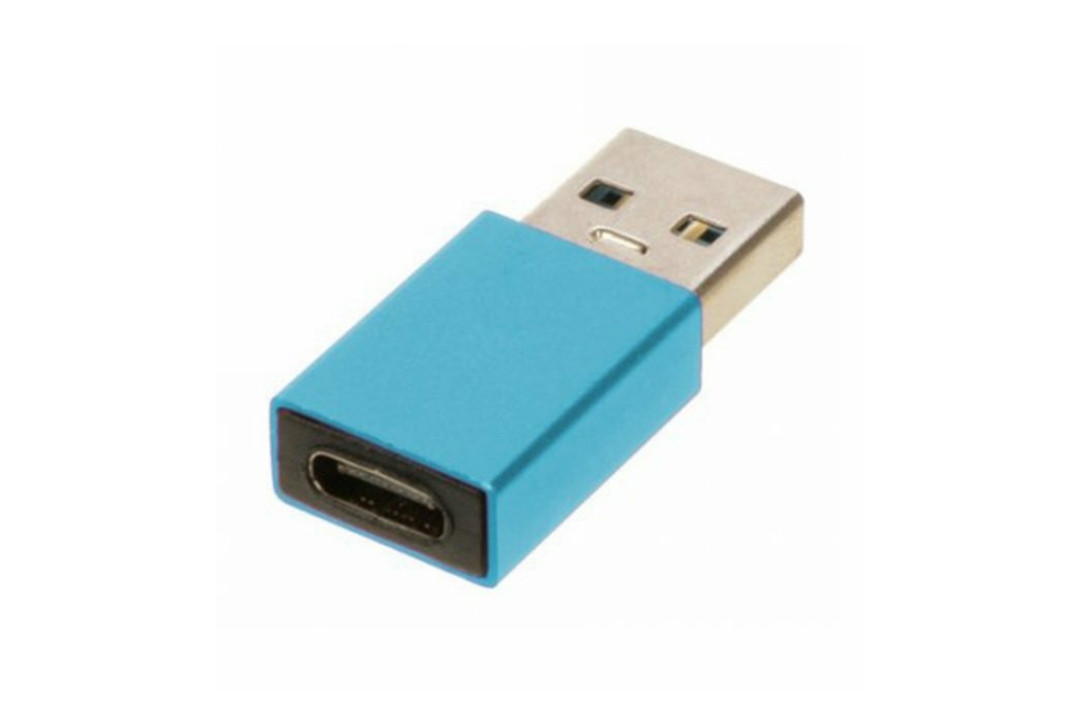 Перехідник USB 3.0 TU001 / USB - Type-C / Металевий / Блакитний, фото 1