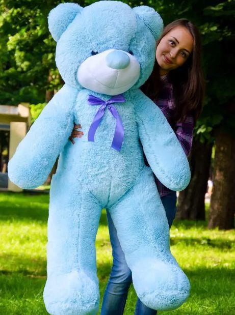 Плюшевий ведмедик Рафаель, колір блакитний, висота 140 см