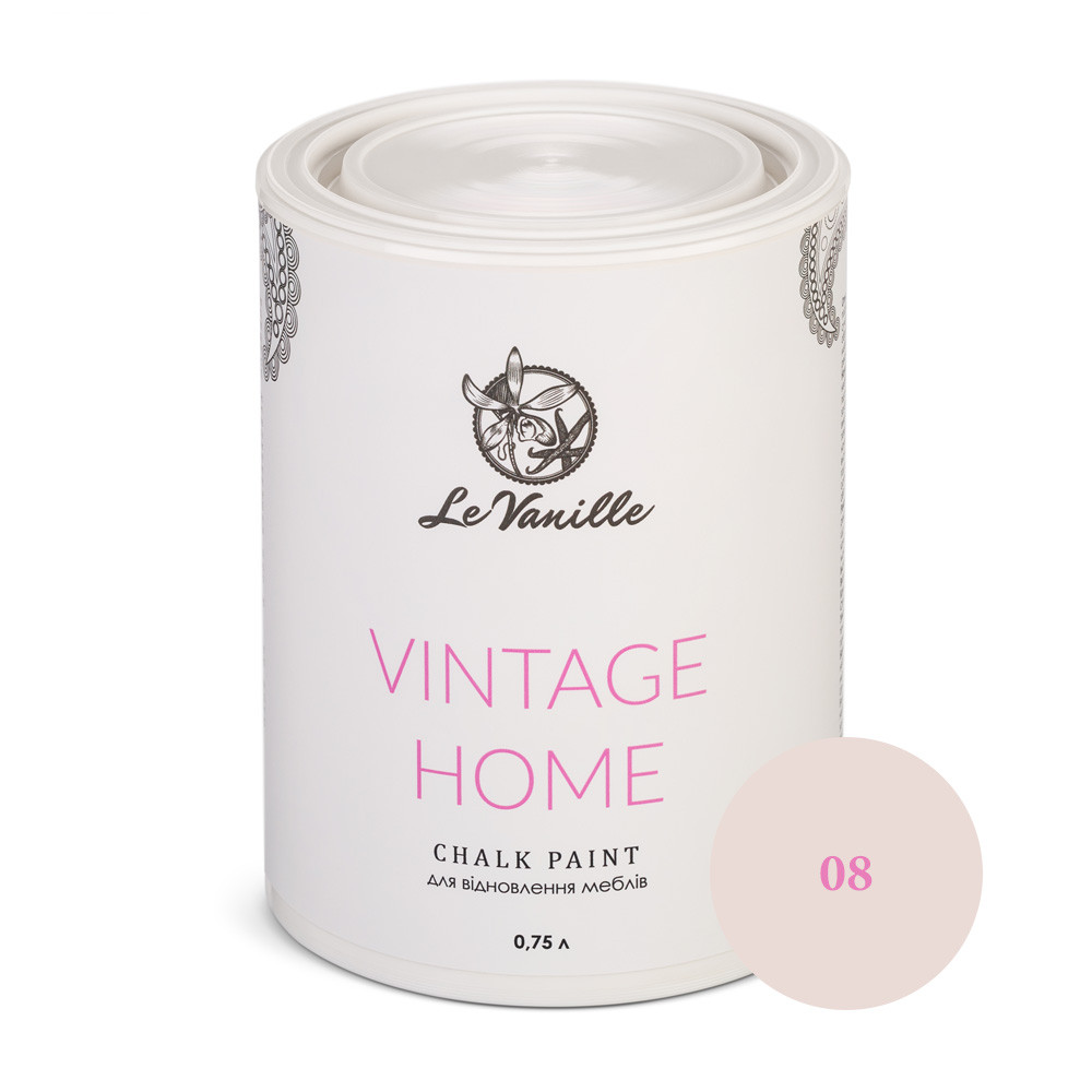 Крейдяна фарба Le Vanille Vintage Home chalk paint 0,75 л, Пудрова (Колір 08)