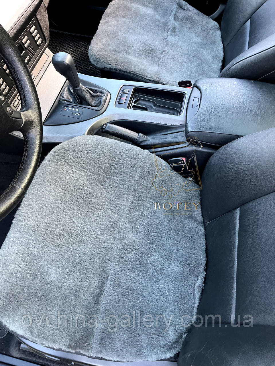 Накидка на сиденье автомобиля цельная из овечьей шкуры Графитовая - фото 3 - id-p1915214092
