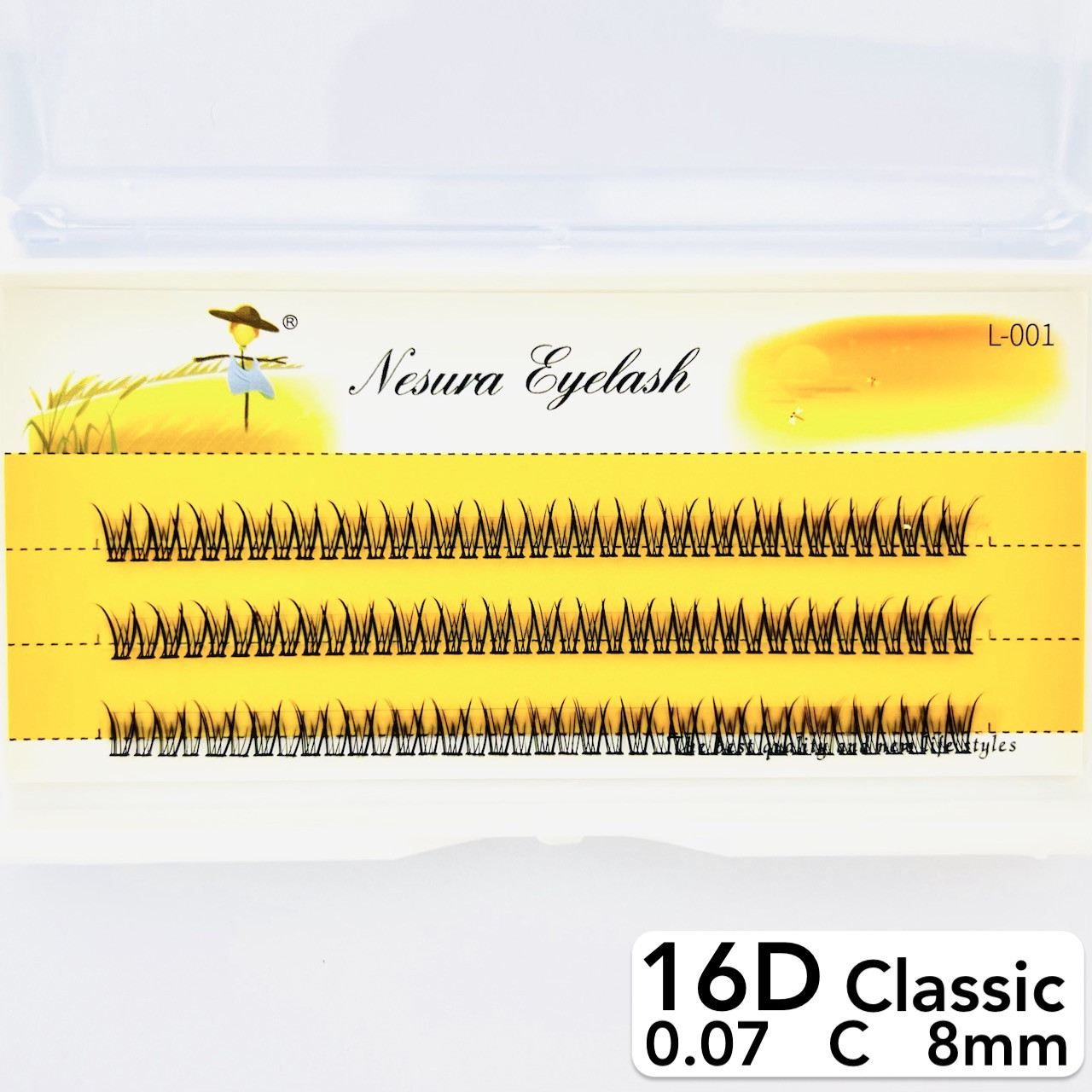 Накладні пучкові вії Nesura Eyelash Classic 16D, 0,07, C, 8 мм, 120 пучків Несура W-плетіння