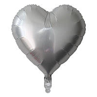 Шар фольгированный Сердце 45 см Сатин Серебро