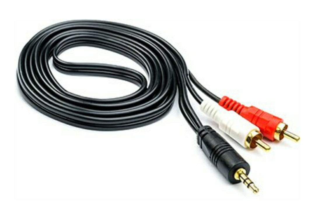 Аудіо кабель з Mini jack 3.5 мм. на 2 шт. RCA / 1.2 м. Чорний, фото 1