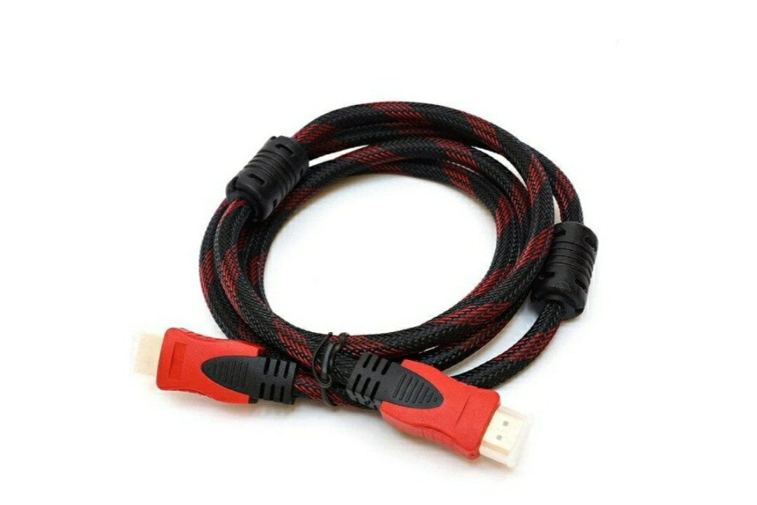 Кабель HDMI - HDMI / V1.4 / 1.5 метра / Нейлоновий / Чорний
