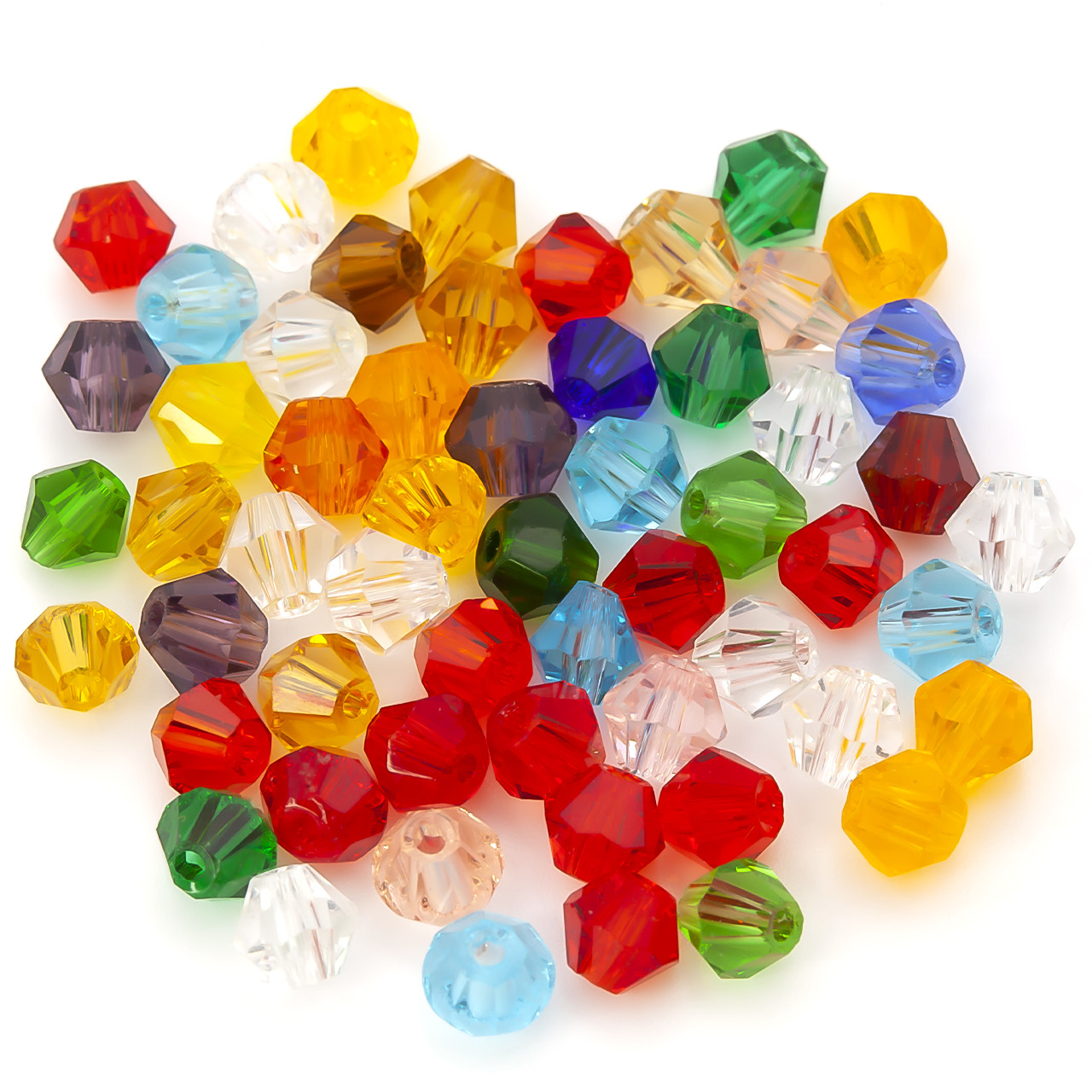Намистини кришталеві Біконус 4х4,2 мм Ø 1 мм (+-95 шт.) Різні кольори, фото 1