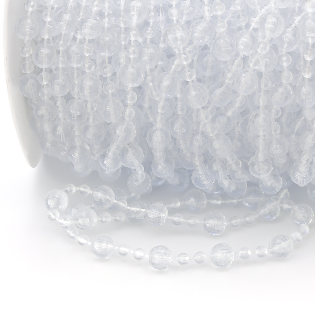 Гірлянда з намистин на нитці розмір 8/4 мм 1 м Прозорий, фото 1
