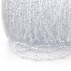 Гірлянда з намистин на нитці розмір 8/4 мм 1 м Прозорий
