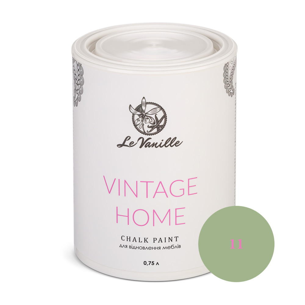 Крейдяна фарба Le Vanille Vintage Home chalk paint 0,75 л, Оливковий (Колір 11)