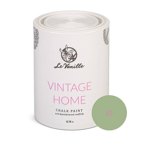 Крейдяна фарба Le Vanille Vintage Home chalk paint 0,75 л, Оливковий (Колір 11), фото 1