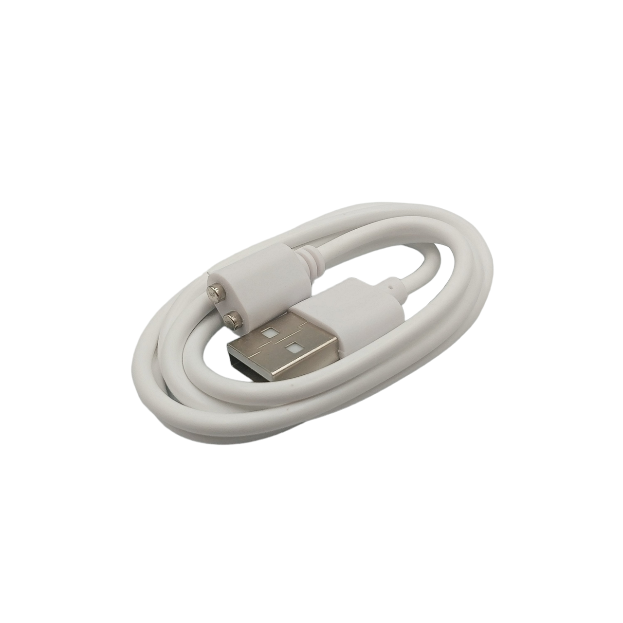 Зарядний магнітний USB-кабель для масажерів та інших портативних пристроїв/80 см. — 5 мм. / Білий