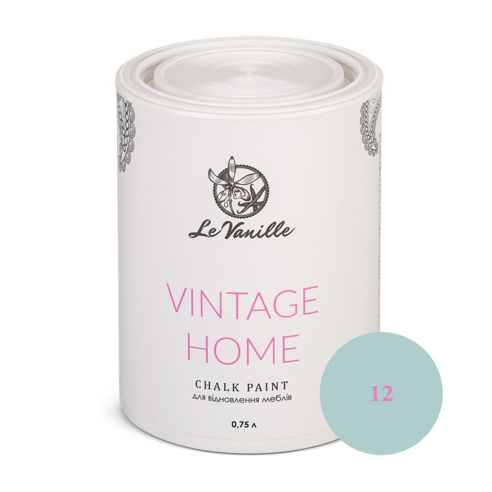 Крейдяна фарба Le Vanille Vintage Home chalk paint 0,75 л, Блідо-бірюзовий (Колір 12)
