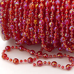 Гірлянда з намистин на нитці розмір 8/4 мм 1 м Червоний АВ