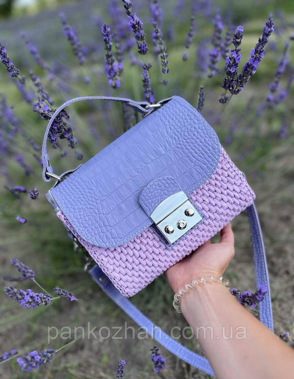 МК з в'язання кросбоді з акриловими боковинами з рафії, фото 1