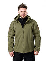 Тактическая демисезонная куртка Eagle Soft Shell JA-23 на флисе Green Olive