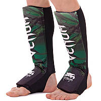 Накладки на ноги защита голеностопа голени и стопы Муай Тай, ММА, Кикбоксинг VENUM (L, черный) VL-8196