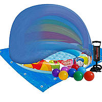 Дитячий надувний басейн Intex 57424-3 Вінні Пух 102 х 69 см з навісом з кульками 10 шт тенто EV, код: 7428166