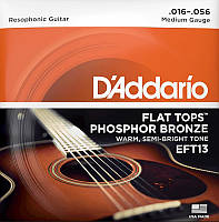 Струны для акустической гитары 6 шт D'Addario EFT13 Phosphor Bronze Flat Tops Medium Acoustic ZZ, код: 2656746