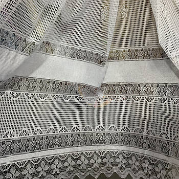 Коротка тюль сітка на метраж білого кольору, висота 1,5 м (132-22)