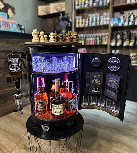 Купить Бочка бар в чёрном цвете с подсветкой, наливатором, оригинальный ...