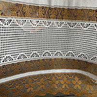 Коротка тюль сітка на метраж біло-коричневого кольору, висота 1,5 м (132-4), фото 5