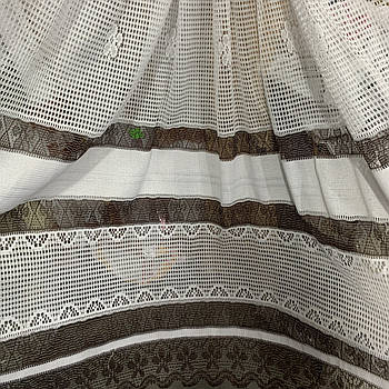 Коротка тюль сітка на метраж в біло-шоколадного кольору, висота 1,5 м (132-5)